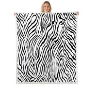 Coperta in pile con stampa zebrata Generic 40"x50", a righe bianche e nere | Morbida e soffice coperta Sherpa a righe zebrate con semplice disegno di animali selvatici in bianco e nero, un classico