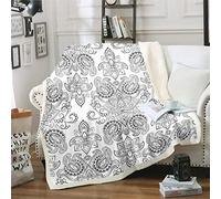 Coperta in pile damascato con motivo damascato bohémien,per divano letto,divano e divano in barocco,in peluche,con floreale europea,per la stanza del bambino,76 x 101,6 cm