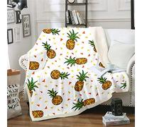 Coperta in Pile di Ananas Con Stampa di Frutta Tropicale, Sherpa per Bambini Ragazzi e Ragazze, Triangolare Geometrica, Estiva Spiaggia Sfocata per Divano Letto 70 x