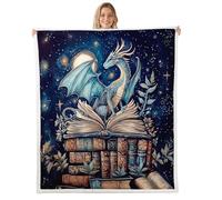 Coperta in pile di flanella con drago occidentale, 101,6 x 127 cm, stile retrò, motivo floreale, coperta pelosa, per divano, divano, cielo stellato, per tutte le stagioni, coperta in peluche, marrone