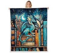 Coperta in pile di flanella con drago occidentale, 152,4 x 203,2 cm, stile retrò, per divano, divano, animali selvatici, per tutte le stagioni, coperte in peluche, marrone foglia di tè