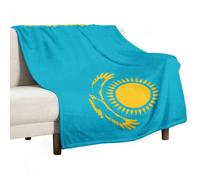 Coperta In Pile Di Flanella Con Stampa Della Bandiera Della Repubblica Del Kazakistan Soffice Super Morbida Calda E Confortevole Per Divano/Divano/Coperte Da Viaggio Leggere E Morbide 100×150Cm