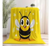 Coperta in pile di flanella Giallo, Cartone Animato Animale Carino Ape Coperta morbida e calda per l'estate e l'inverno, 130×150 cm Copertas da divano per adulti ragazzi bambini