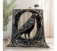 Coperta in pile di flanella in microfibra 70 x 100 cm Corvi Dipinti Ad Olio Minimalisti, Coperte per divani letto, divani, soggiorni, bambini e adulti, Beige