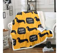 Coperta in pile di flanella per bassotto e salsiccia,per cuccioli di cane,colore nero,Sherpa fuzzy,leggera,accogliente,coperta e coperta per letto,divano e divano,colore: giallo,90 x 100 cm