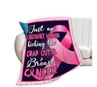 Coperta in pile di flanella per la sensibilizzazione sul cancro al seno, regalo curativo per donne, ragazze, adulti, roba in peluche per divano, letto, camera da letto, nastro rosa, 152 x 203 cm