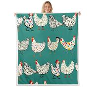 Coperta in pile di flanella retrò con gallina, 152,4 x 203,2 cm, divertente coperta pelosa con gallina in stile cartone animato, per divano, dipinti carini, animali della fattoria, per tutte le