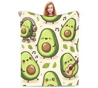 Coperta in pile di flanella, simpatica, divertente, con avocado, frutta, regali per bambini, donne, uomini, musica dei cartoni animati, morbida, pelosa, leggera, per decorare la casa, divano, letto