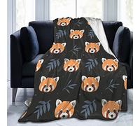 Coperta in pile di flanella ultra morbida con panda rosso, in microfibra, per divano, camera da letto, ufficio, campeggio, viaggi, 101,6 x 127 cm