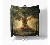 Coperta in Pile Divano 150x200cm Verde Morbida Accogliente e Traspirante | Calda Coperta da Divano Mondiale Magia L'Albero Della Vita Flanella Blanket Coperta per letto Matrimoniale