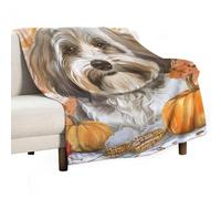 Coperta in Pile Dog Fall Cute Dog Coperta per Letto Multifunzionale Decorazione Copridivano, per Picnic, Campeggio, Canottaggio, 100x125cm