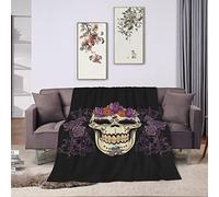 Coperta in Pile Flowers Skull Coperta per Divano E Letto Morbida Calda Copridivano, per Picnic, Travel, Divano, 100x125cm