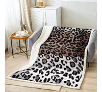 Coperta in pile ghepardo per letto, divano per bambini, stampa leopardata, coperta in peluche, animali selvatici, Sherpa coperta in pelliccia di mucca stampata marrone bianco peluche coperta matrimon