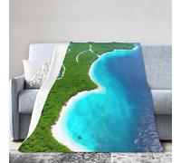 Coperta in pile in microfibra accogliente, soffice e leggera, per divano, divano, viaggi, campeggio, un'isola nell'oceano