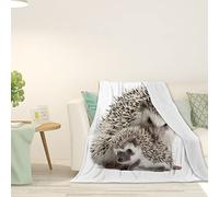 Coperta in pile ispessito, con motivo riccio, riccio con tema madre e amore, super morbida, in flanella accogliente, per adulti, lavabile, leggera, pelosa, per divano, letto, ufficio, marrone, 203,2 x