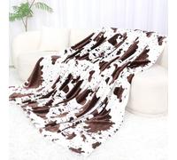 Coperta in pile king size, extra large, viola scuro, per letto e divano, morbida decorazione per la casa, mucca bianca, per letto matrimoniale, 150 x 200 cm