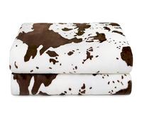 Coperta in pile king size, extra large, viola scuro, per letto e divano, morbida decorazione per la casa, mucca bianca, dimensioni 100 x 127 cm, 100 x 130 cm