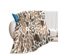 Coperta in Pile Light Brown And Light Gray Leopard Coperta per Letto Lavabile Comodo Copriletto, per Living Rooms, Divano, Canottaggio, 150x200cm