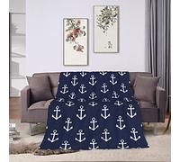 Coperta in Pile Nautical Anchor Pattern Coperta in Pile Invernale Morbida Multifunzionale Copridivano, per Campeggio, Picnic, Seggiolino Auto, 150x200cm