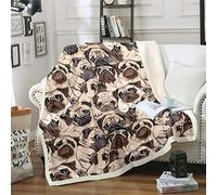 Coperta in Pile per Bambini Con Motivo Animale, Carlino, per Divano a Tema Animale, Colore Marrone, Flanella, 152,4 x 200,7 cm
