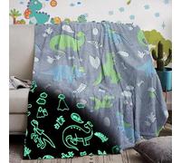 Coperta in Pile per Bambini Dinosauri Fluorescente, Coperta in Pile di Flanella, Che Si Illumina al Buio coperta per tutte le stagioni per bambini 130 x 150 cm