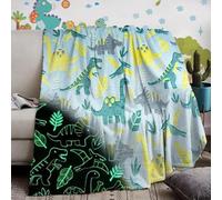 Coperta in Pile per Bambini Dinosauri Fluorescente, Coperta in Pile di Flanella, Che Si Illumina al Buio coperta per tutte le stagioni per bambini 130 x 150 cm