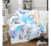 Coperta in pile per bambini,motivo: unicorno,per divano letto,motivo: animali dei cartoni animati,coperta sherpa,motivo cavallo da sogno to,coperta colorata per camera singola,150 x 150 cm