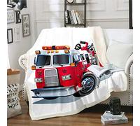 Coperta in pile per camion dei pompieri 3D, coperta in pile per veicoli con cartoni animati, per bambini, ragazzi, ragazze, pompieri, soccorso, antincendio, coperta leggera e sfocata per divano