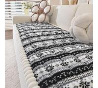 Coperta in Pile per Divano - Plaid Natalizio Matrimoniale Spesso, Térmica Invernale Calda, Utilizzo come Letto Singolo o Telo per Sofa Ideale per Decorazione Natale(Black,27.5x82.6in(70x210cm))