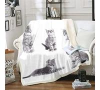 Coperta in pile per gatti e gatti con motivo gatto, coperta in pile per divano o letto, con stampa di animali e gattini, ideale come decorazione per camera matrimoniale, 152,4 x 200,7 cm