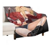 Coperta in pile per letto, divano, 300 g/m², super morbida e calda, decorazione per la casa, 178 x 203 cm, motivo anime con poster giapponese Mordred Apocrypha 3