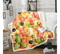 Coperta in pile per pizza sherpa, con motivo a pizza, ideale come decorazione per bambini, ragazzi, ragazze, elegante, gigante, pizza, burrito, di lusso, deliziosa coperta sfocata, divano letto,