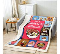 Coperta in pile Ramen per bambini in stile giapponese per bambini coperta in peluche per bambini carino cartone animato Ramen Sherpa coperta traspirante con geometria kawaii sfocata coperta decorativ