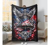 Coperta in pile rosso con ali patriottiche e stelle, per il giorno dell'indipendenza, morbida e accogliente, decorativa, per divano, letto, sedia da ufficio, scrivania, 101 x 127 cm