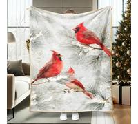 Coperta in pile rosso con motivo cardinale, morbida e accogliente, decorativa, per divano, letto, sedia, ufficio, 152 x 203 cm