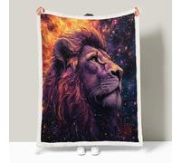 Coperta in pile sherpa, 180 x 200 cm Leone Coperta Pile Matrimoniale, Leone Graffito Nel Cielo Stellato Coperte Divano Riscaldante e Morbida, Divano sherpa Letto Sngolo Morbido Fleece Blanket