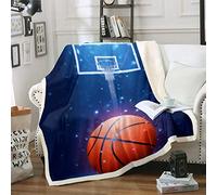 Coperta in pile Sherpa con motivo a pallacanestro, per bambini e ragazzi, motivo palla 3D, coperta pelosa, regalo per giocatori di basket, adolescenti, giovani, per sedia, ufficio, coperte in peluche