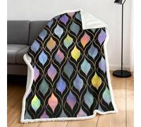 Coperta in Pile Sherpa Geometrico, Plaid in Pile Astratto Vetro Colorato, Coperta Reversibile Calda e Morbida 150 x 200cm, Sherpa Fleece Blanket per Divano, Letto, Auto o Viaggio