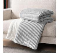 Coperta in pile Sherpa grigio chiaro PAVILIA per divano, coperta morbida in peluche, soffice coperta in flanella Sherpa per letto, calda coperta