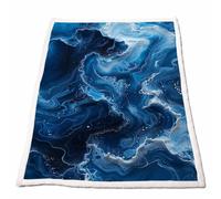 Coperta in Pile Sherpa Mare Stampata Coperta con Morbida Calda e Spessa, Autunnale Inverno Arredamento Casa per Letto Divano Poltrona Camera Climatizzata Esterno 150x130 CM Onde del mare DLSJ-1951