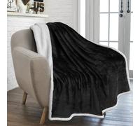 Coperta in pile Sherpa nera PAVILIA per divano, morbida e spessa, coperta per divano, calda e accogliente, per tutte le stagioni, coperta inverna