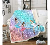Coperta in pile Sherpa per balletto e balletto, per bambini, ragazzi, ragazze, donne, con glitter, decorazione da ballerina, coperta da sogno e ragazza sfocata per divano letto, bambino 70 x 100 cm