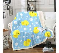 Coperta in pile Sherpa per bambini con stampa di anatre gialle, per ragazzi e ragazze, bella decorazione a tema animale, natura a pois, per divano letto, king size, 220 x 239 cm