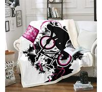 Coperta in pile Sherpa per mountain bike, motocross Racer, sport estremi, coperta in pile per bambini, ragazzi, ragazze, decorazione 3D per bici da cross, coperta in peluche, colore nero, per divano