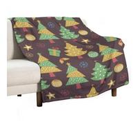 Coperta in Pile Watercolor Christmas Tree Background Coperta per Letto Singolo Comodo Morbida Copriletto, per Bedroom, Seggiolino Auto, Picnic, 150x200cm