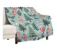 Coperta in Pile Watercolor Christmas Tree Christmas Balls Coperta da Letto Decorazione Comodo Copridivano, per Picnic, Campeggio, Travel, 150x200cm