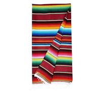 Coperta in Stile Messicano, 150 x 200 cm, tovaglia Messicana con Nappa, Motivo Arcobaleno, Striscia di Cotone, Scialle, Coperta di Carnevale, tovaglia per Decorazioni per Feste di Nozze