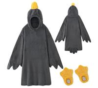 Coperta indossabile Big White Goose, divertente felpa con cappuccio per coppie, tuta spessa in flanella, sacco a pelo gigante, costume cosplay, pigiama invernale caldo (Black (including Shoes),XL)