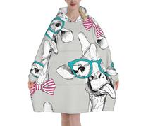 Coperta indossabile con cappuccio giraffe modello oversize flanella felpa con cappuccio coperta per uomo donna, Multicolore, 320g flannel