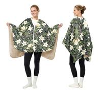 Coperta indossabile coperta poncho mantello avvolgente William Morris White | Caldo e accogliente scialli da donna e avvolge sedia da ufficio coperta con tasche per donne e uomini regali unici per le